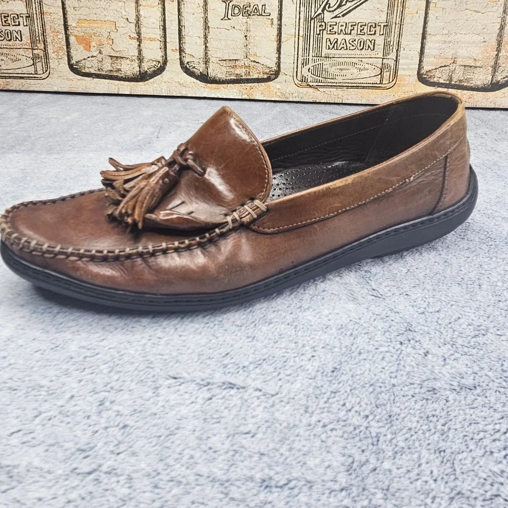 Bragano Tassel Loafers Mens 9.5 Brown Leather Kiltie Fringe Italy Dress Shoes